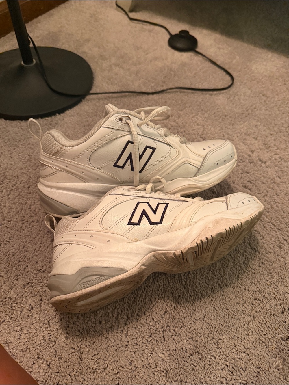 New Balance White Sneakers with Navy 'N' Accent